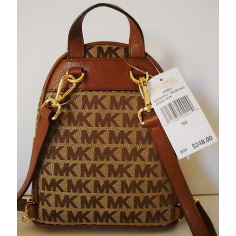 Michael Kors XS Abbey Jacquard Backpack Brown NWT - Picture 2 of 6